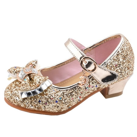 

AnuirheiH Kids Girls Pearl Crystal Bling Bowknot Single Princess Shoes Sandals Clearance Under $10