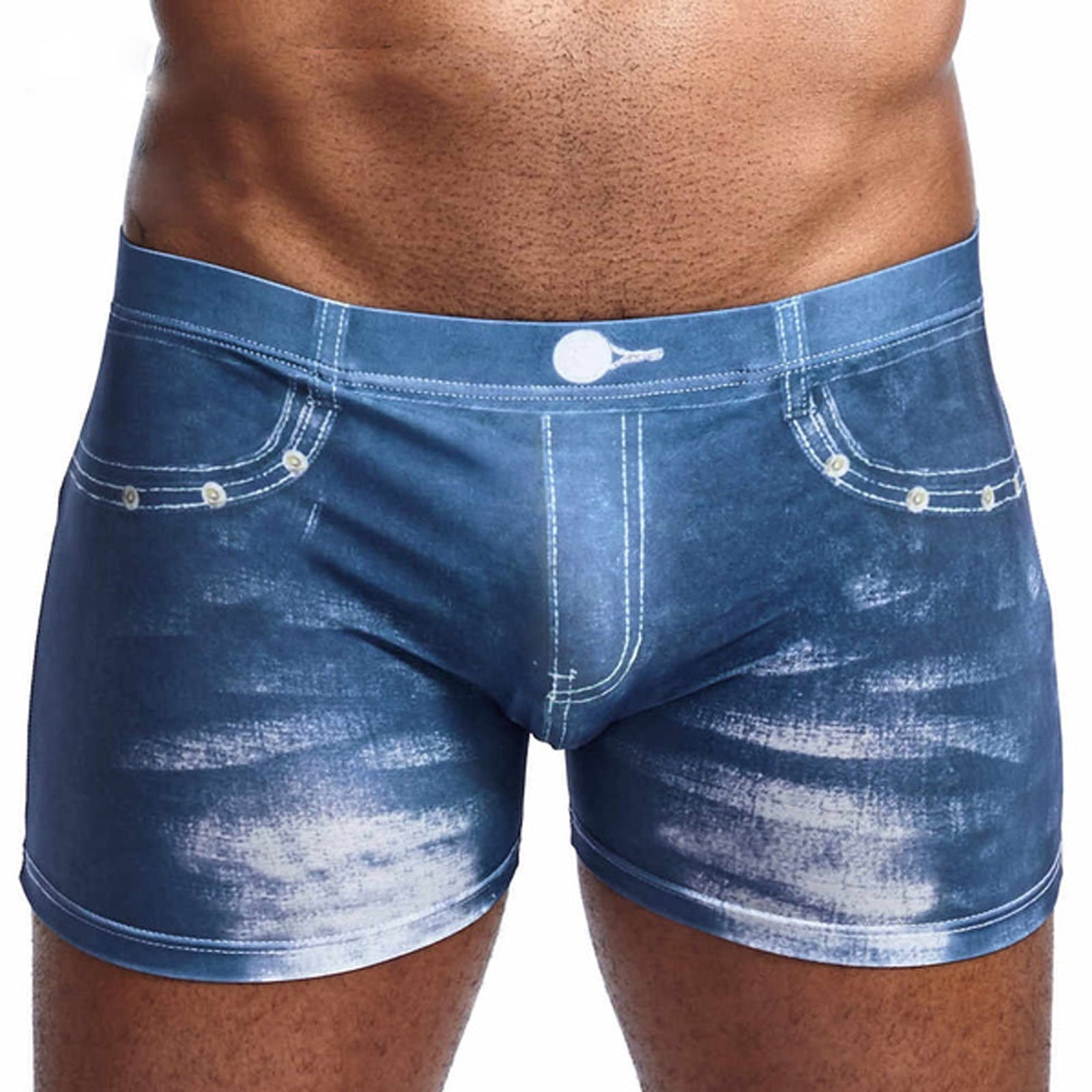 Men Fashion Casual Shorts Breathable Boxers Short Fake Jean Brief