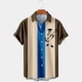 thumbnail image 3 of Camisas Negras Para Hombre Camisa de manga corta con cuello vuelto y estampado de música holgada informal hawaiana de verano para hombre (Blue, XXL), 3 of 4