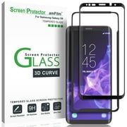 Galaxy S9 Screen Protector Glass - amFilm Full Cover (3D Curved) Tempered Glass Screen Protector with Dot Matrix for Samsung Galaxy S9 (1 Pack, Black)