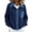 Dark Blue, variant on Cardigan Sweaters For Women Collared Denim Patchwork Button Front Knit Cardigan Loose Fit Long Sleeve Color Block Casual Tops