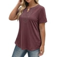 thumbnail image 4 of Fantaslook Lace Plus Size Tops for Women V Neck Short Sleeve Blouses Summer Tunic Shirts, 4 of 11