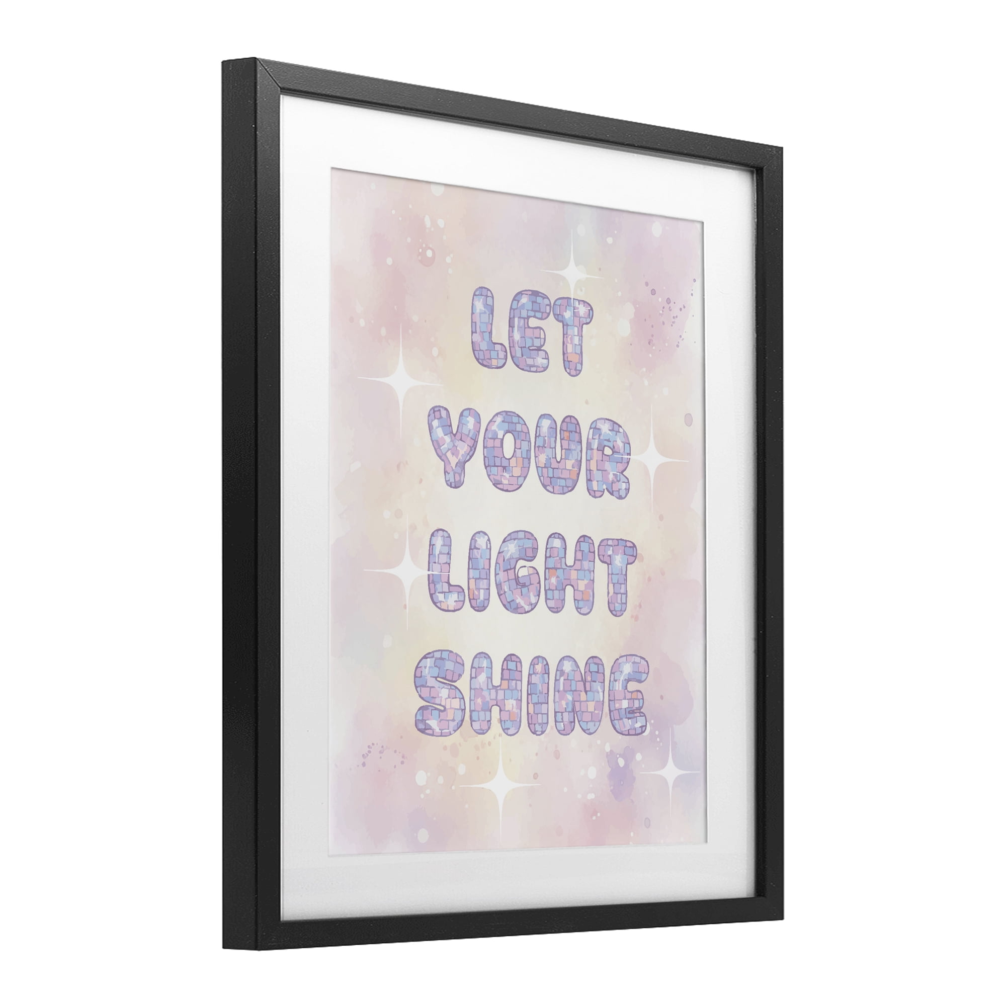 Stupell Industries Let Your Light Shine Pastels Black Framed Print Under Glass, design by Lil' Rue