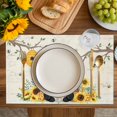 thumbnail image 4 of Gnomes Sunflower Placemats Set of 4, Bees Branches Floral Elegant Pastoral Placemats for Dining Table, Place Mats for Kitchen Tabletop, Waterproof Wipeable Dining Table Mats Set, 4 of 9