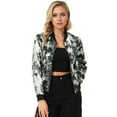 thumbnail image 1 of INSPIRE CHIC Blouson Bomber Court à Imprimés Floraux pour Femme à Col Montant à Fermeture à Glissière, 1 of 4