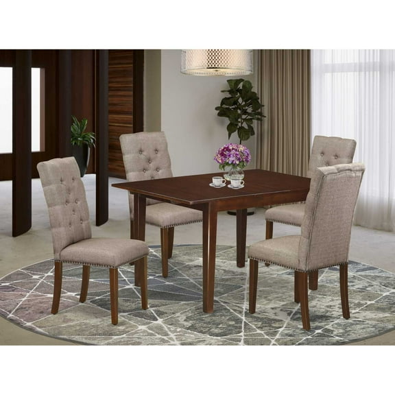 East West Furniture Milan 5-piece Wood Dining Room Set in Mahogany