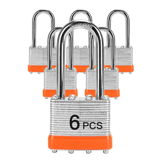 Candados con la misma llave Lqyn 6 piezas Candado con llave laminado (1-9/16"" 40 mm) Cerraduras con llaves iguales Grillete largo para casilleros de almacenamiento Pestillo Caja de herramientas Cober