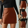 thumbnail image 2 of Babysbule Clearance Women Skirts Fashion Women Sexy Solid Irregular Short Skirt High Waist Leather Mini Skirt, 2 of 9