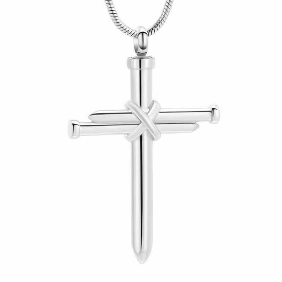 Nail Cross Urn Necklace for Ashes for Men Women Cremation Jewelry Pendant Religious Memorial Keepsake for Ash Holder