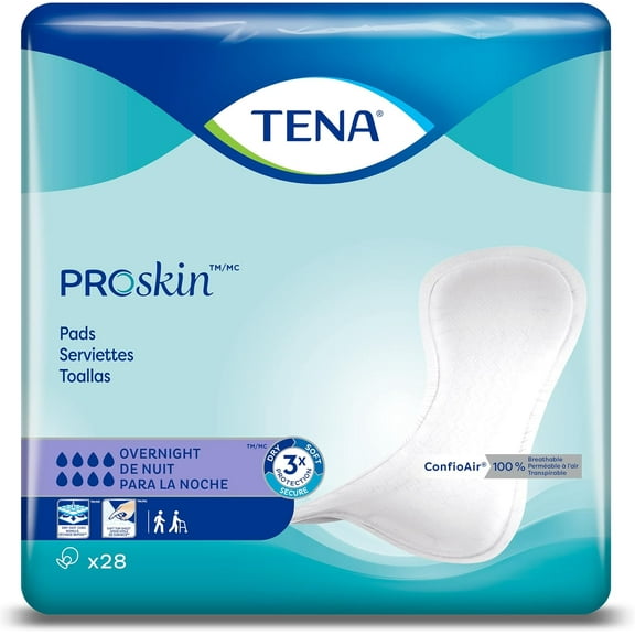 TENA ProSkin Overnight Bladder Leakage Pad for Women, Heavy Absorbency, 84 count