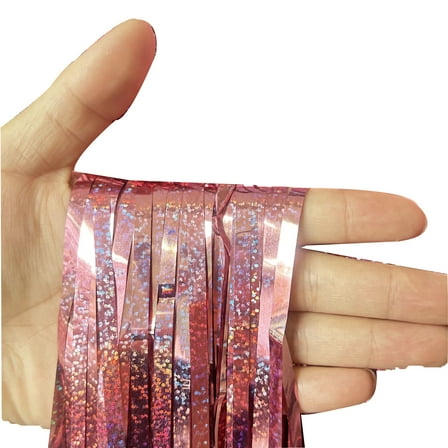 BESTSKY 2Pcs Streamers,Tinsel Streamers for Party Decor,Backdrop Curtains,Event Backdrop,pink