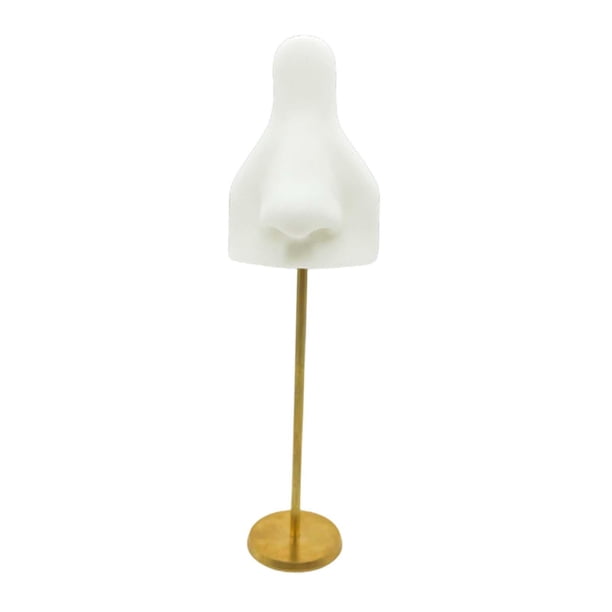 Piezas de práctica para perforación de nariz con soporte de cobre para exhibición de joyas. Blanco