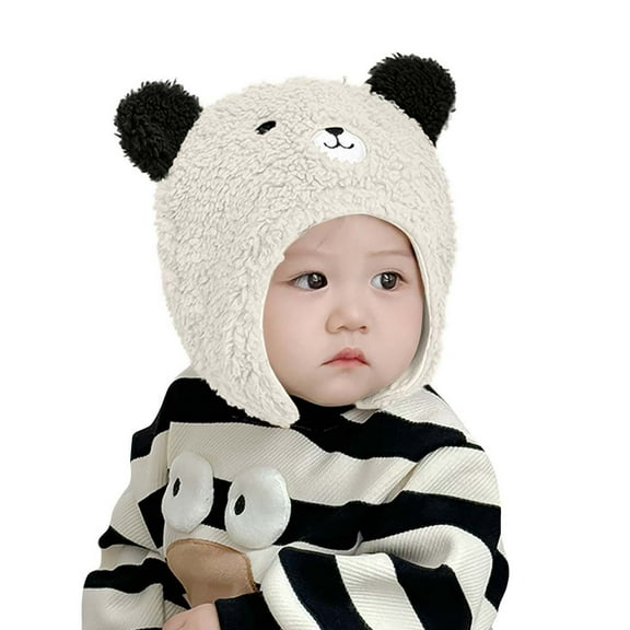 Ugoldhm Baby Cute Winter Hat Sherpa Windproof Warm Cap with Bear Ear, Size for 1-2 Years