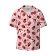 thumbnail image 4 of Uemuo Cute Ladybugs 1 Pattern Cotton Linen Short Sleeve Shirts,Casual Lightweight Button Down Shirts,Vacation Beach Summer Tops-Small, 4 of 7