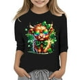 thumbnail image 1 of LUOGENLI T-Shirt pour Filles T-Shirt Graphique de la Saint-Patrick à la Mode Polyvalent Col Rond Manches 3/4 T-Shirt Décontracté Longueur Genou Noir 3-4 Ans, 1 of 4