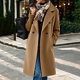 thumbnail image 2 of Ihhxva Coat for Women Double Breasted Overcoat Women's Long with Pockets and Lapel Collar Solid Color Office Commute Casual Outings S-2XL, 2 of 9