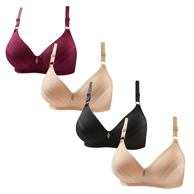 Fall/Winter Savings! Srobpty Womens Wireless Push Up Bras , 4PC Woman's Comfortable Breathable Bra Underwear No Rims