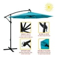 thumbnail image 2 of FLAME&SHADE 10 ft Cantilever Offset Solar Powered Outdoor Patio Umbrella with LED Lights and Cross Base Stand, Aqua Blue, 2 of 7