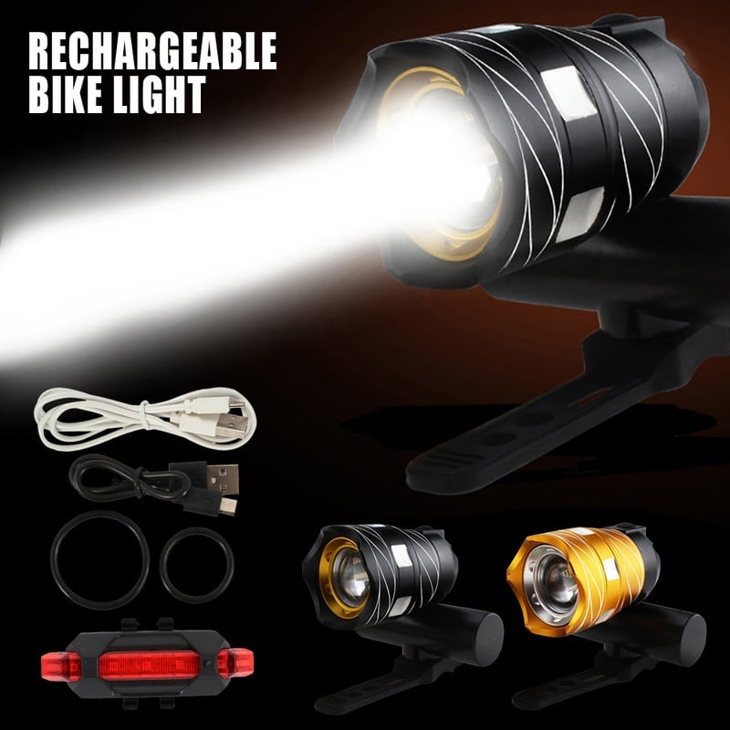 T6 LED MTB Rear/&Front Set 15000LM Bicycle Lights Bike Headlight USB Rechargeable