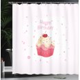 thumbnail image 3 of Ambesonne Birthday Shower Curtain, Cupcake with Cherry Art, 69"Wx70"L, Soft Pink Dark Coral Blue, 3 of 4