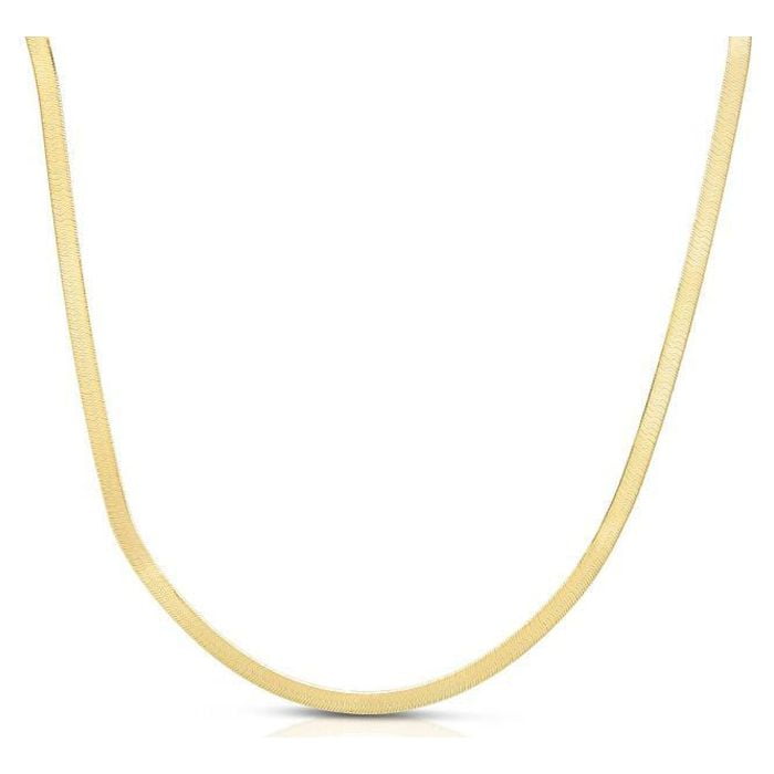 10k SOLID Yellow Gold 2.8mm Herringbone Chain Necklace or Bracelet for Pendants and Charms with Lobster-Claw Clasp (7", 16", 18", 20 inch)
