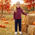 thumbnail image 6 of Girls Striped Turtleneck Shirt Kids Long Sleeve Mock Neck Layering Tee Fall Winter School Casual Top, 6 of 6