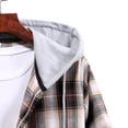 thumbnail image 6 of IROINNID Mens Shacket On Sale Comfy Hooded Cell Printing Long Sleeve Button Cardigan Shirt Shirt Coat,Black, 6 of 9