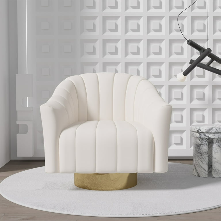 Velvet Swivel Accent Chairs 360 Round Small Club Barrel Chairs