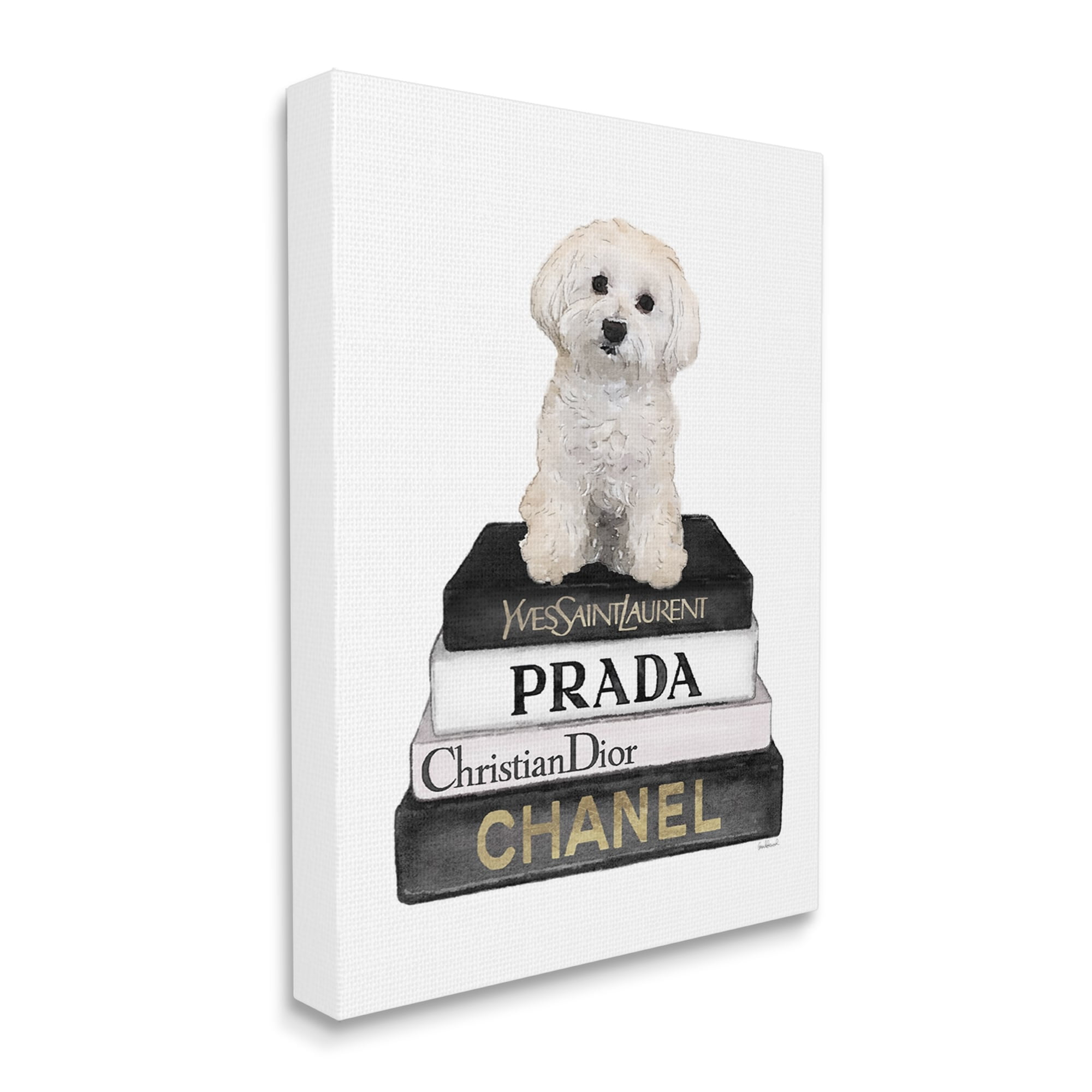 Stupell Industries Maltese Dog Glam Pet Fashion Bookstack ,36 x 48, Design by Amanda Greenwood