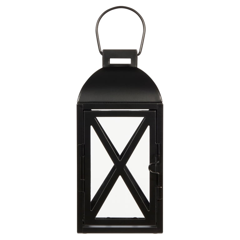 Mainstays Black Metal Pillar Candleholder Lantern, Small photo 4