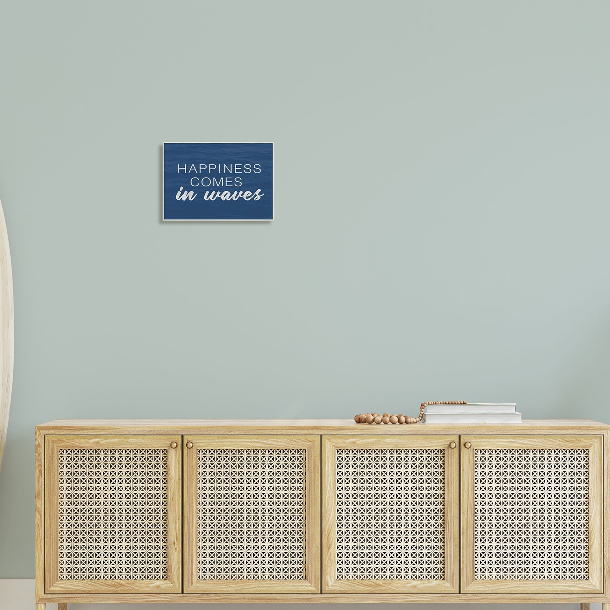 Stupell Industries Inspirational Happiness Comes in Waves Blue Coastal Waves,15 x 10, Design by Lux + Me Designs