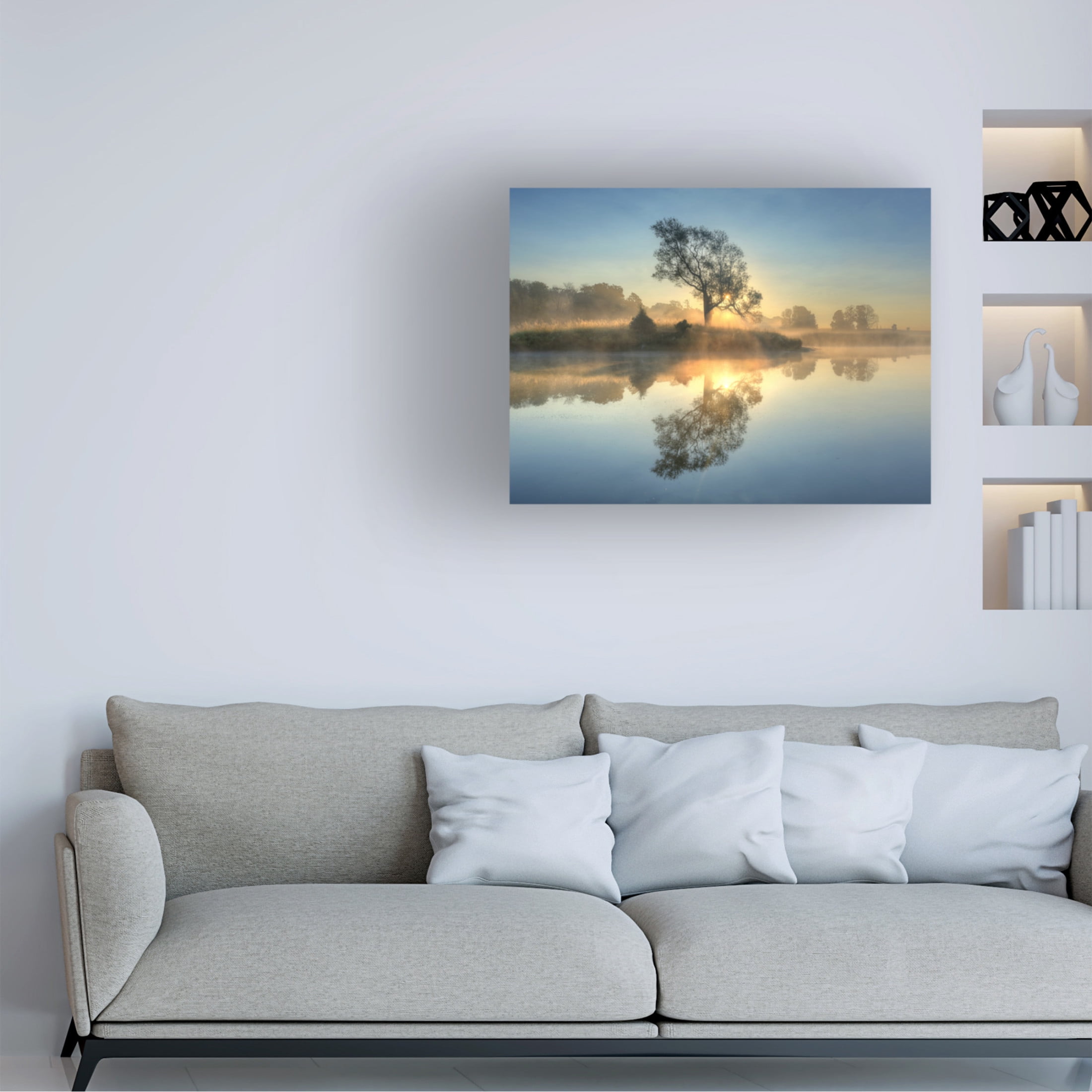 Canvas Wall Art - keller  'Morning Reflection' Wall Art for Living Room, Bedroom, or Office Décor by Trademark Fine Art - 32 x 24 Inches