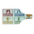thumbnail image 2 of Basketball Cutting Board, Vintage Style Rubber Stamp Design Print Illustration Basketball Players, Decorative Tempered Glass Cutting and Serving Board, Wine Bottle Shape, Navy Green Red, by Ambesonne, 2 of 5