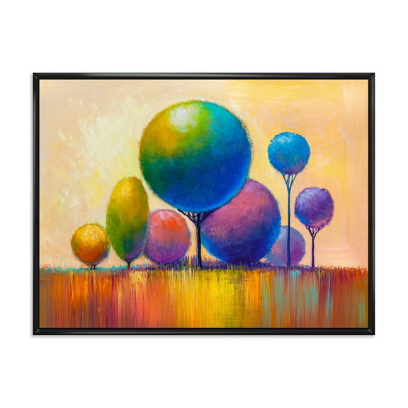 Designart 'Ornamental Colourful Trees VIII' Modern Framed Canvas Wall Art Print
