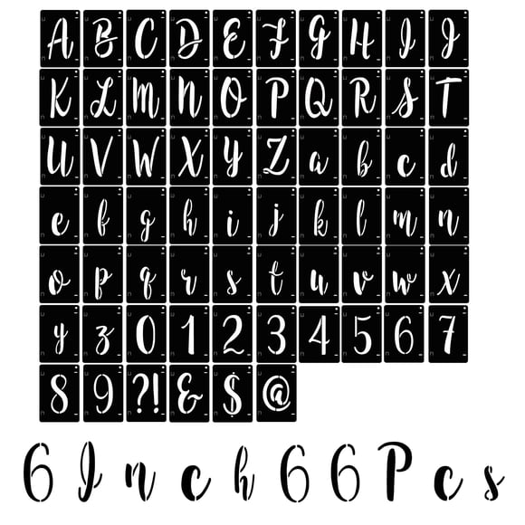 Kit de plantillas HCTWPY de 6" entrelazadas para caligrafía, 66 piezas