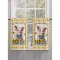 thumbnail image 5 of Pig Sunflowers Living Room Curtains 2 Panel, Yellow Floral Farmhouse Checkered Rustic Cafe Window Treatment, Farmhouse Bedroom Bathroom Kitchen Curtains Drapes 104"x45", 5 of 6