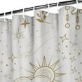 thumbnail image 3 of Witchy Aesthetic Shower Curtain with Gothic Moon Star Sun Design, Waterproof Celestial Spiritual Fabric Curtain for Bathroom, Airbnb, Dorm Room or Seasonal Astrology Decor, with Hooks, 3 of 5