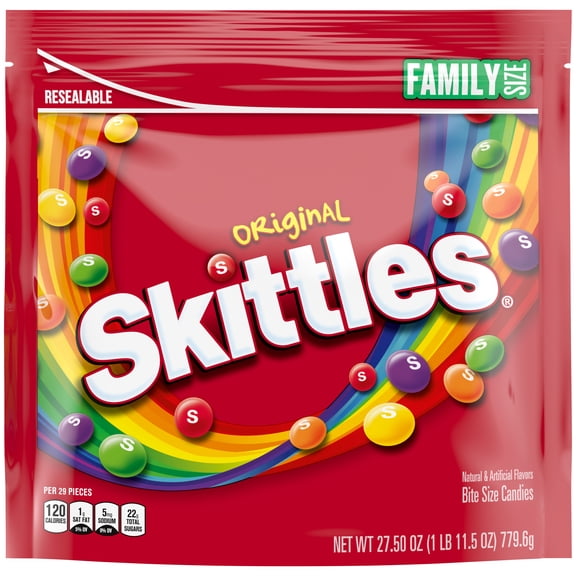 Skittles Original Chewy Candy, Family Size Resealable Bag, 27.5 oz