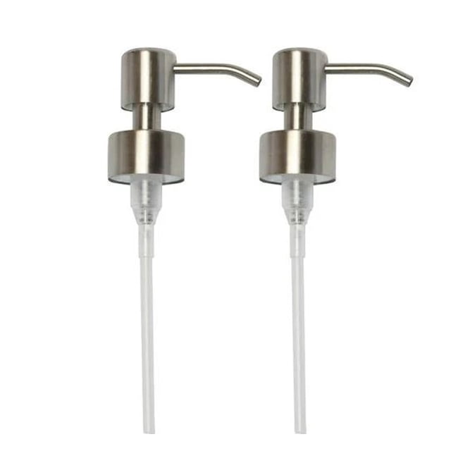 Bomba de resorte de acero inoxidable, válvula de bola de vidrio para dispensadores de jabón líquido para manos y reciclaje de botellas (rosca de 28 mm), diseño a prueba de óxido y fugas, 2 piezas