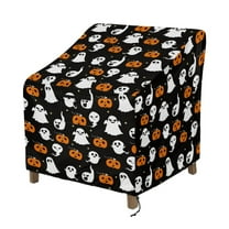 Renewold Ghost Pumpkin Waterproof Patio Chair Covers Anti-UV Weather-Resistant Patio Lounge Chair Covers Furniture Protection Halloween Home Decor Fits up to 29W x 33D x 36H Inches
