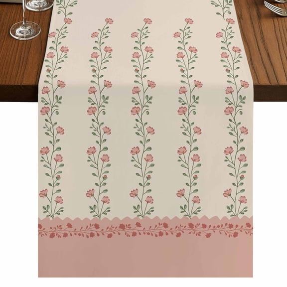 Table Runners 70 Inches Long Dress Scarves, Spring Pink Floral Farmhouse Coffee/Dining/Kitchen Table Decor, Holiday Table Runner, Vintage Farmhouse Flowers Art 13x70 Inch