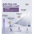 thumbnail image 3 of Trípode, palo de selfie para teléfonos móviles, soporte integrado de 60 pulgadas, control remoto inalámbrico integrado, portátil y escalable para iPhone y Android de 4 - 7 pulgadas, 3 of 7