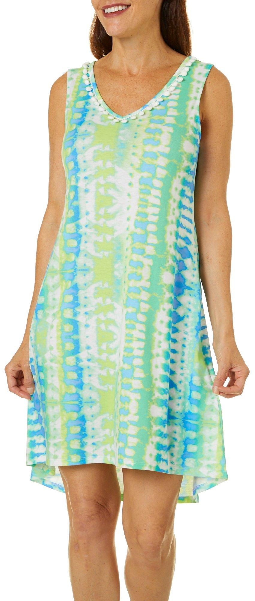 tie dye v neck dress