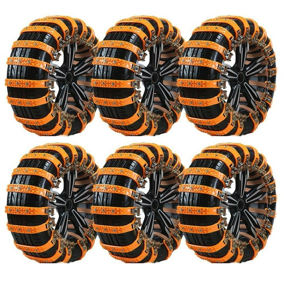 6Pcs Universal Winter Snow Mud Anti-skid Tire Chains Tendon for Car Sedan SUV