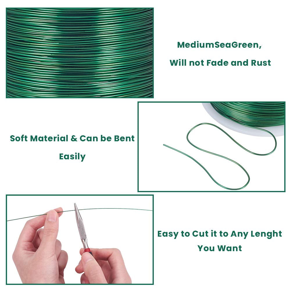 20 Gauge 770FT Aluminum Wire Anodized Jewelry Craft Making Wire Beading Floral Wreath Wire Florist Wire for Gem Wrapping Jewelry Craft Making - Green