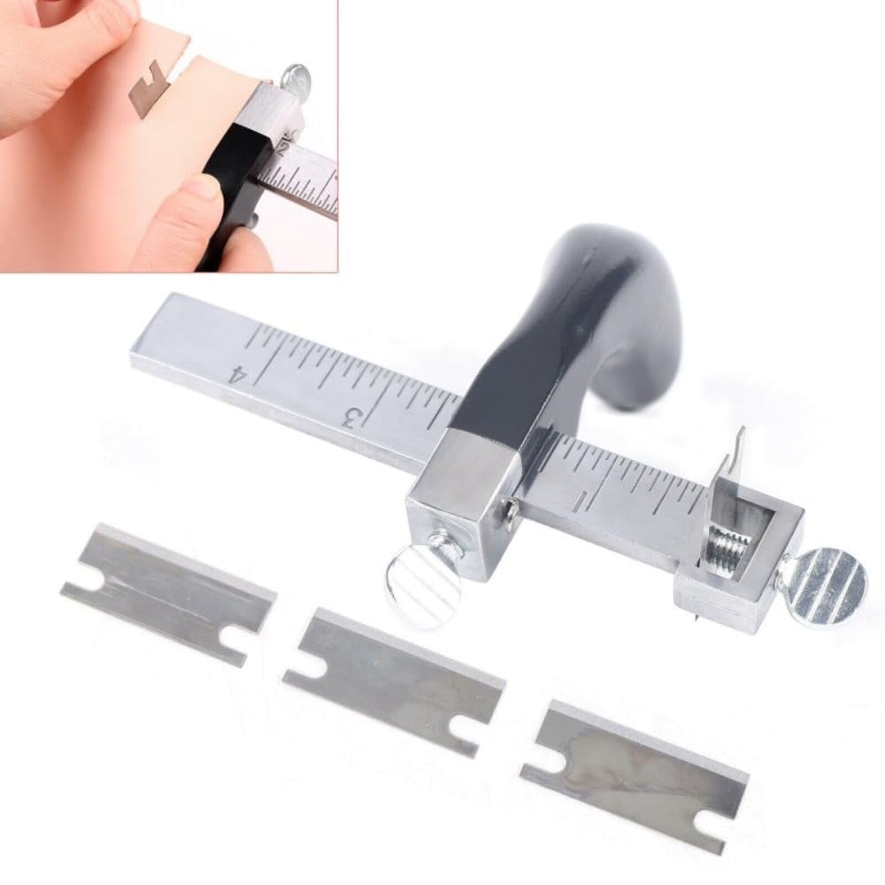 Professional Leather Strip Cutting Tool Sharp Leather Strap String Belt Cutter Adjustable DIY Hand Cutting Tool With 1 Blade Craft Leather Tools