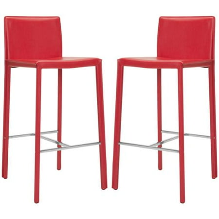 Safavieh Mid Century 30 Inch Park Red Leather Bar Stool Set Of 2 Safavieh Mid Century 30 Inch Park Red Leather Bar Stool Set Of 2