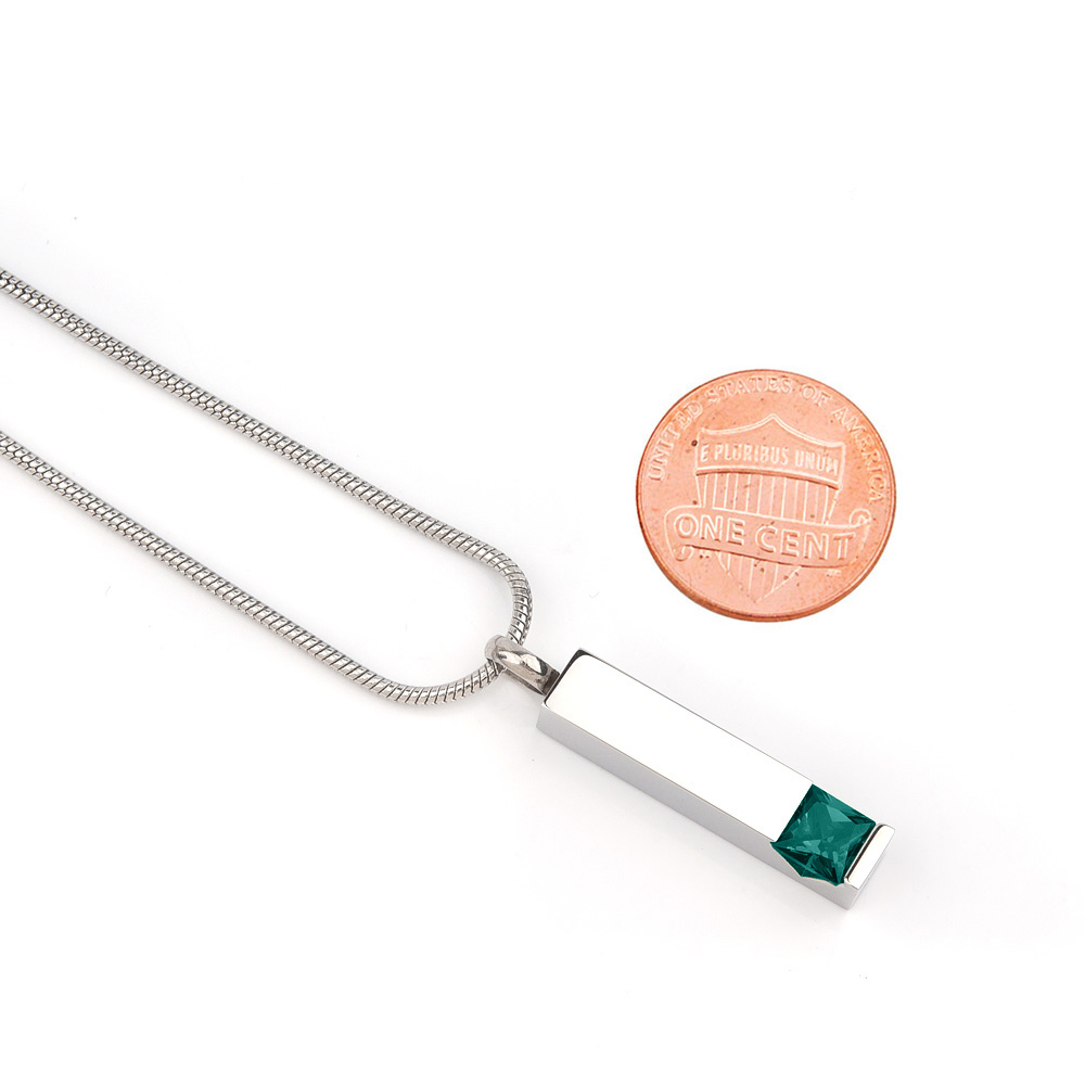 Cremation Jewelry Memorial Birthstone Bar Necklace Handcrafted Waterproof Human Ashes Urn Container with Free Funnel Kit and Velvet Jewelry Box [December]