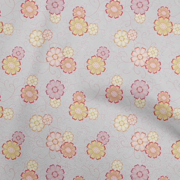 oneOone Cotton Jersey Light Gray Fabric Floral Diy Clothing Quilting Fabric Print Fabric By Yard 58 Inch Wide