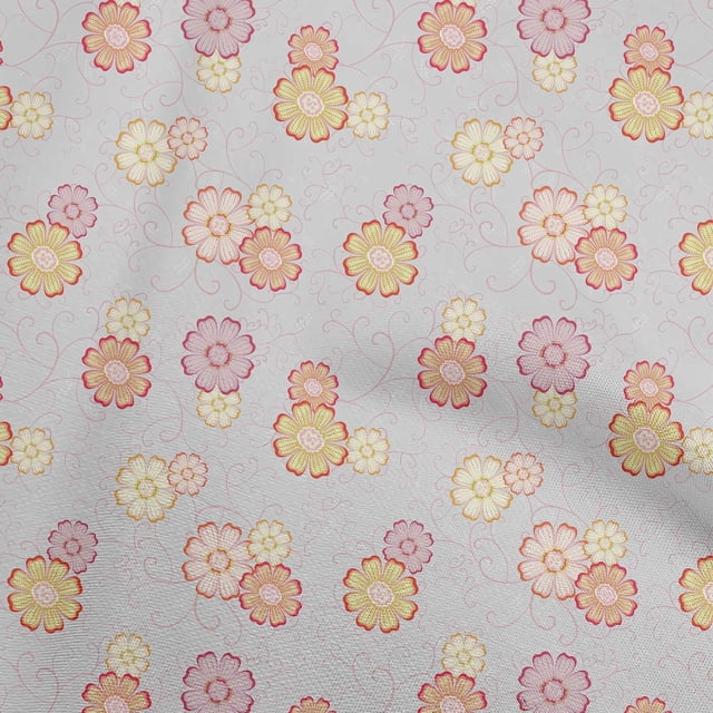 oneOone Viscose Chiffon Light Gray Fabric Floral Sewing Craft Projects Fabric Prints By Yard 42 Inch Wide